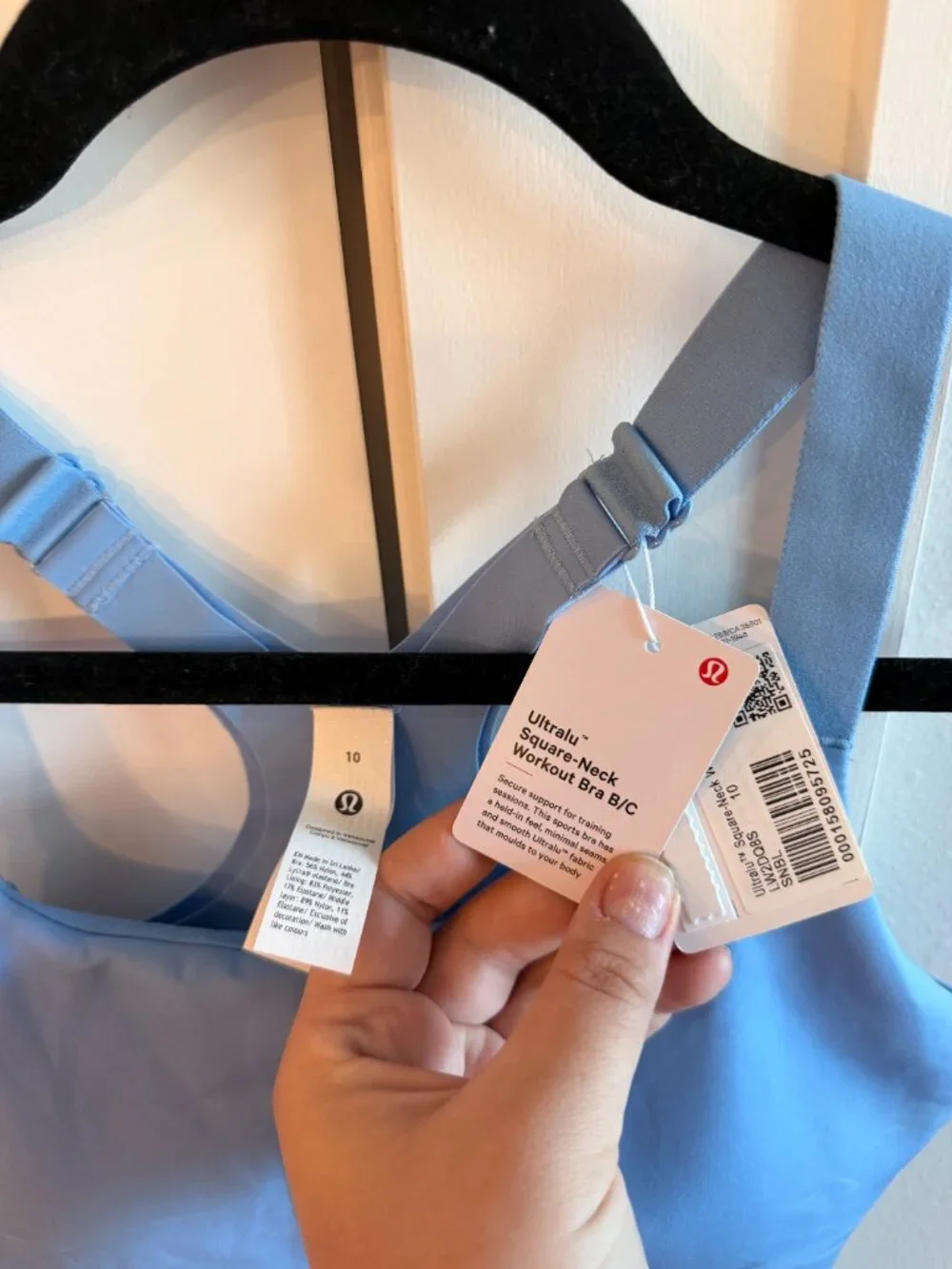 NWT lululemon Square-Neck Sports Bra Med. Support, B/C cup Sinatra Blue Size 10
